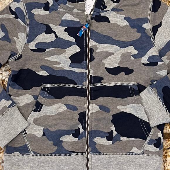 NWT J. Crew Boys' Blue & Grey Camo Fleece Full-Zip Hoodie - Picture 5 of 9